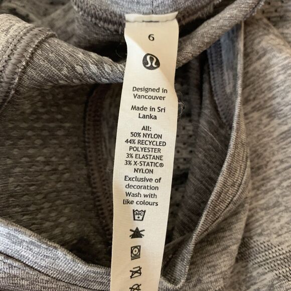 Lululemon X Peloton Swiftly Tech Gray Tank Top Sleeveless Women’s Sz 6 Athletic - Picture 6 of 7